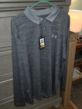 Under Armour Men's Heather Gray Long-Sleeve Polo